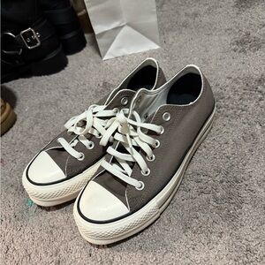 Converse Gray Platform Low-Top Sneakers